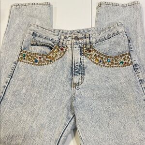 Robin Berry - vintage 80s, stone washed embellished jeans, 16